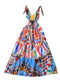 V-neck Colorful Printed Chiffon Dress