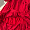 Rose Embroidered Vintage Red Dress