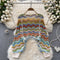 Colorful Wave Striped Crochet Knitwear