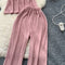 Loose Top&Trousers Solid Color 2Pcs