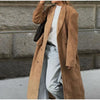 Lapeled Khaki Suede Trench Coat