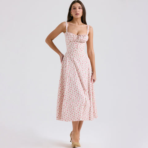 Backless Floral Printed Slip Dress