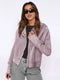 Stand Collar Patchwork Hooded Cardigan