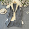 Faux Two-pieces Fringed Patchwork Cardigan