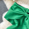 Off-shoulder Knotted Bow Green Dress