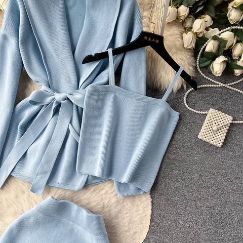Cardigan&Camisole&Skirt Korean Style 3Pcs