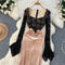 Black Lace Patchwork Velvet Dress