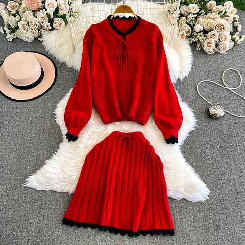 Sweetie Sweater&Pleated Skirt 2Pcs