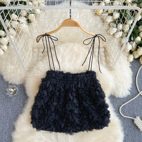High-end 3d Ruffled Floral Camisole