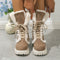 Suede Lace-up Mid-Calf Snow Boots