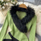 Niche Cross Furry Neckline Knitwear