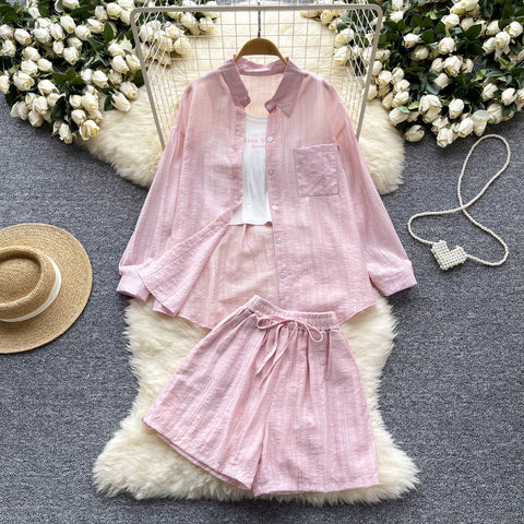 Shirt&Camisole&Shorts Sportswear 3Pcs