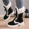 Suede Lace-up Mid-Calf Snow Boots