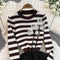 Mesh Patchwork Striped Sweater Dress