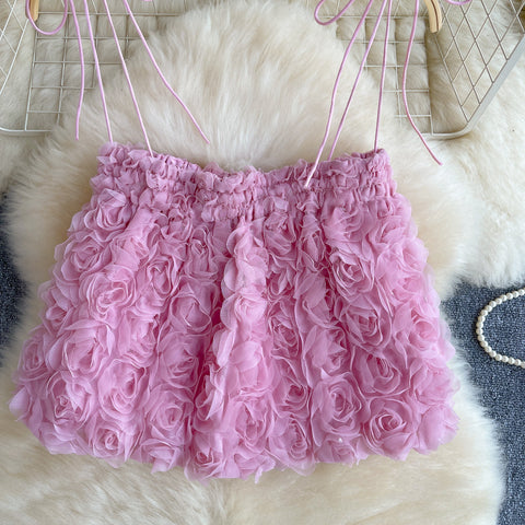 High-end 3d Ruffled Floral Camisole