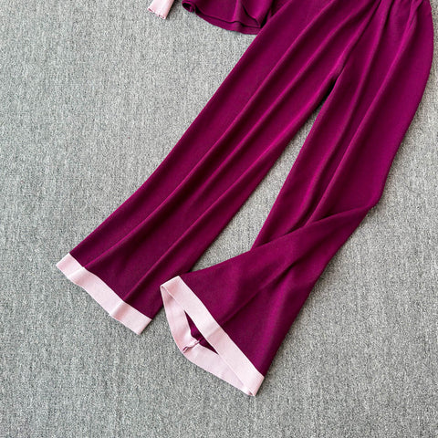 Bow-tie Knitwear&Trousers Knitted 2Pcs