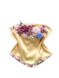Fancy 3d Flower Satin Top