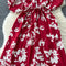 V-neck Pattern Printed Vintage Dress