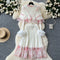 Ruffled Cape&Mesh Floral Dress 2Pcs