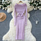 Niche Lapeled Waist-slimming Knitted Dress