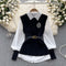 Knitted Vest&White Shirt Uniform 2Pcs