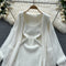 Soft Cardigan&Pleated Dress Knitted 2Pcs