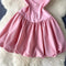 Square Neckline Puffy Pink Slip Dress