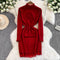 Elegant Turtleneck Beaded Knitted Dress