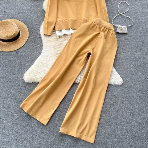 Faux Two-pieces Top&Trousers 2Pcs