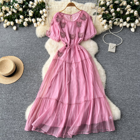 Elegant Butterfly Embroidered Dress