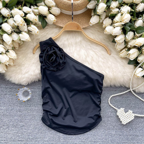 One-shoulder Slant Neckline Camisole Top