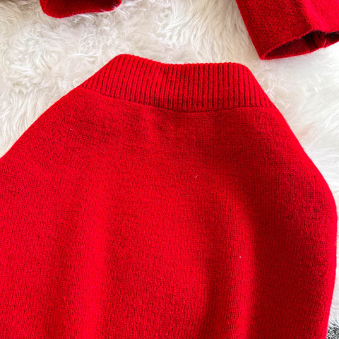 Camellia Cardigan&Skirt Knitted 2PCS