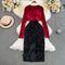 Elegant Sequined Black Velvet Dress