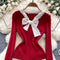 High-end Lace Bow Bottoming Knitwear