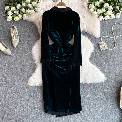 Premium Double-breasted Suede Dress