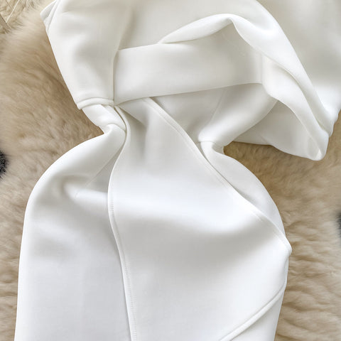 One-shoulder Ruffled Split Evening Dress