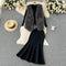 Knitwear&Furry Vest&Fishtail Skirt 3Pcs