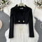 Short Blazer&Half-body Skirt Black 2Pcs