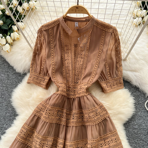 Courtly Elegant Lace Patchwork Dress