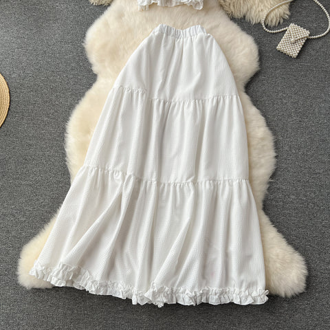 White Camisole&Draped Skirt 2Pcs