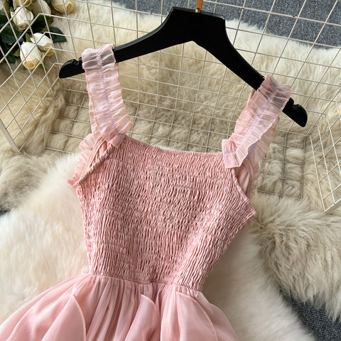 Fairy Beaded Pink Ruffled Dress