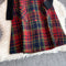 Red Plaid Vest Dress with Sweater 2Pcs