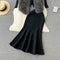 Knitwear&Furry Vest&Fishtail Skirt 3Pcs