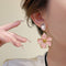 French Retro Pink Flower Earrings