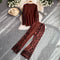 Printed Sweater&Trousers Draped Knit 2Pcs