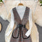 Plaid Tweed Dress&Knitwear 2Pcs