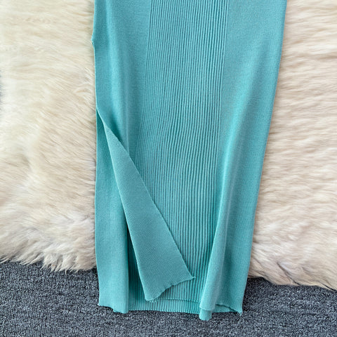 High-end Stretchy Split Knitted Dress