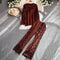 Printed Sweater&Trousers Draped Knit 2Pcs