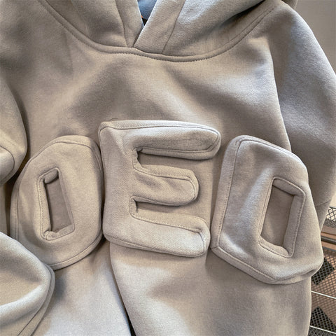 Oversize 3D Monogrammed Hooded Sweatshirt