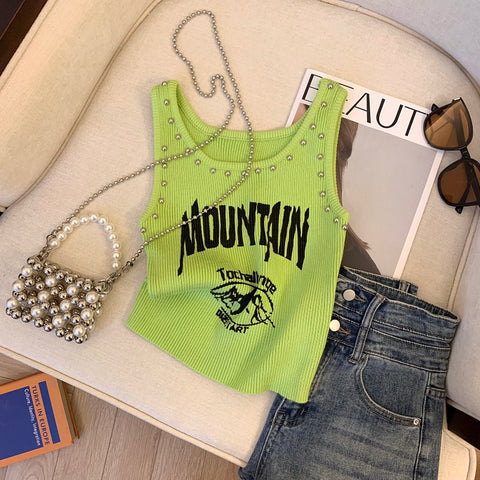 Chic Studded Monogram Printed Camisole